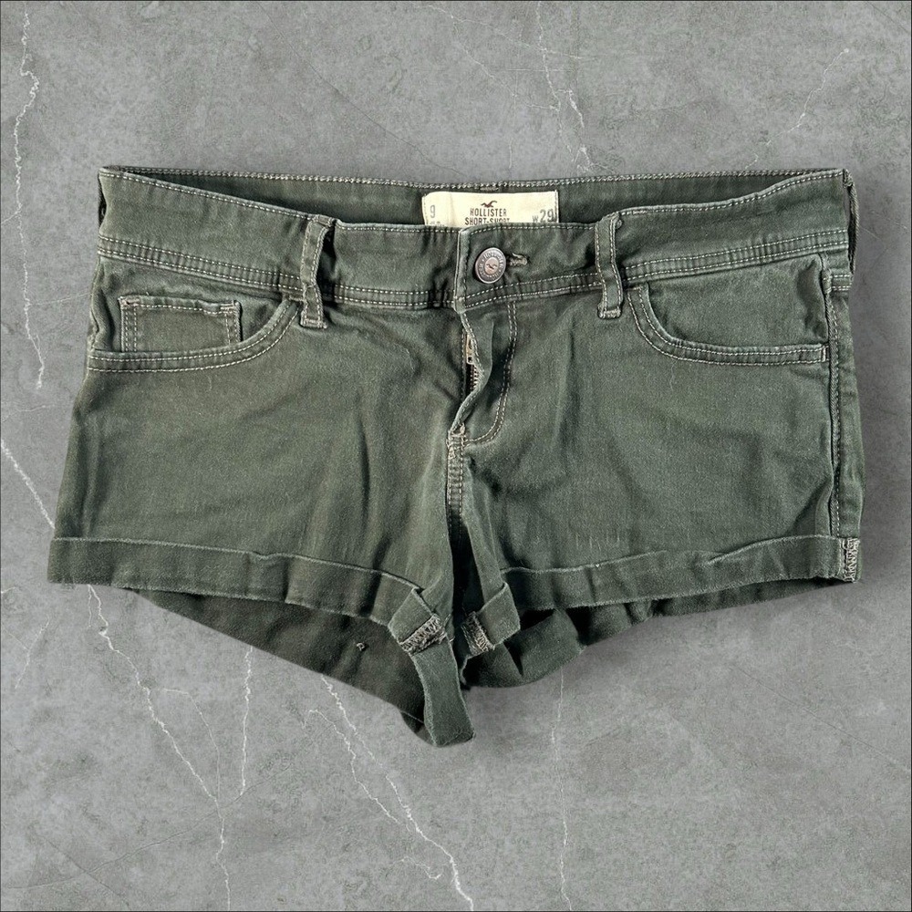 Hollister Shorts Womens 9 Green Mini Micro Thigh High 2000s Alt Girlie Grunge